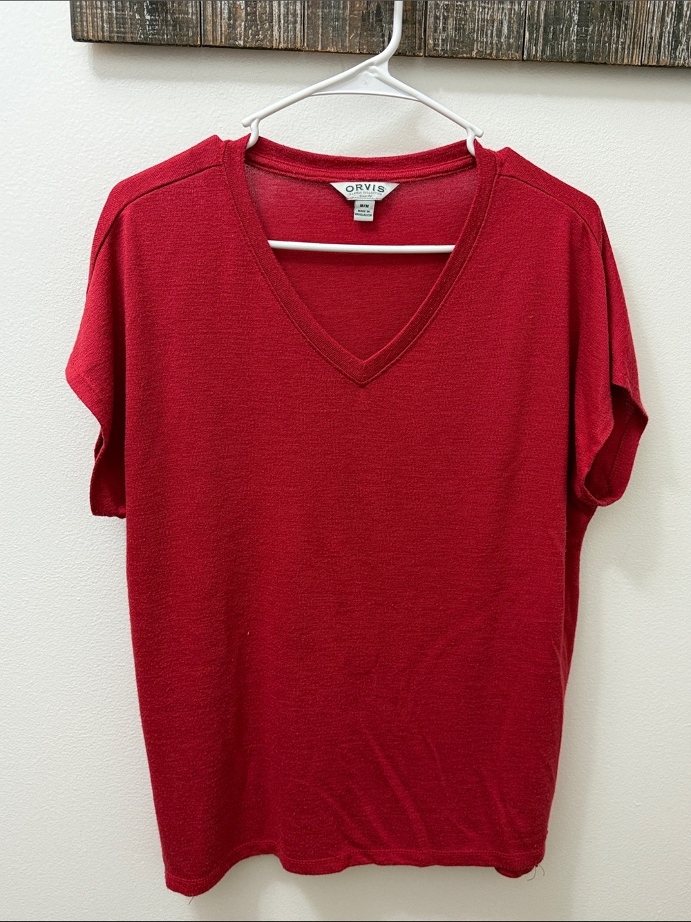 Orvis Women’s Red V-Neck Short Sleeve Top